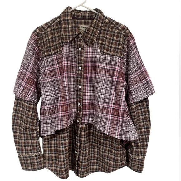 We the Free Plaid Two Tone Layered Flannel size Medium - Picture 5 of 14